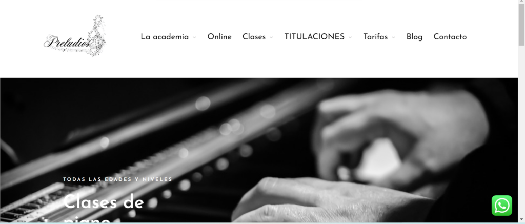Academia Preludios Página web para academia Preludios